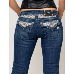 Miss Me Y2K Jeans Women's Size 29 Bling Rhinestone Back Flap Bootcut Dark Wash thumbnail 4