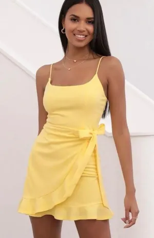 Lucy in the Sky Yellow Homecoming Dress thumbnail 1