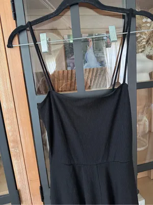 Reformation Midi dress ribbed jersey squareneck tencel pockets stretch fit flare thumbnail 3