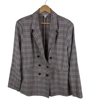 Cato Plaid Double Breasted Blazer Size‎ XL Academia Old Money Preppy Office Work thumbnail 1