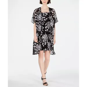 Calvin Klein Black White Floral Chiffon Cover-up Cardigan NWT 4 thumbnail 10