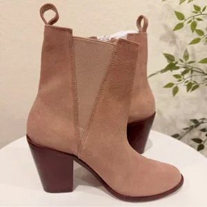 Kaanas Morava Suede Block Heel With Elastic in Caramel NWOT Size 6M thumbnail 7
