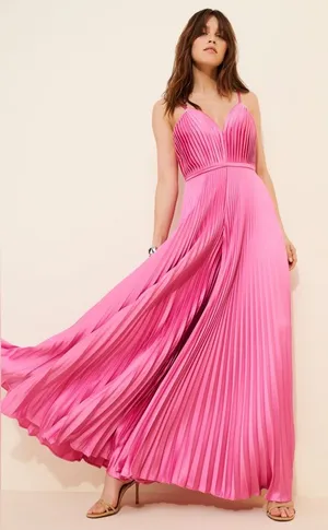 Mac Duggal Pink Pleated Wide Leg Jumpsuit Size 0 thumbnail 1