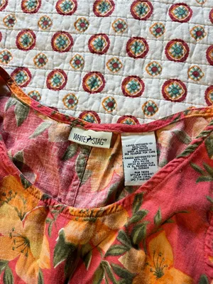 Vintage 90s Tropical Flower Hawaiian Linen Midi Dress size medium/large thumbnail 5
