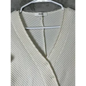 Joah Brown Ivory Ribbed Long Sleeve Mini Bodycon Dress Minimalist Clean Girl M/L thumbnail 2