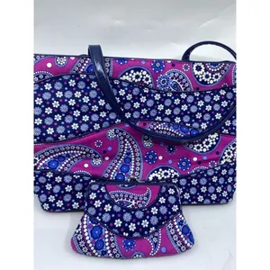 Vera Bradley Blue Pink Quilted Fabric Tote Bag thumbnail 10