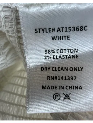 ASTR The Label White Smocked Ruffle‎ Strap Peplum, Feminine Crop Top Size S thumbnail 4