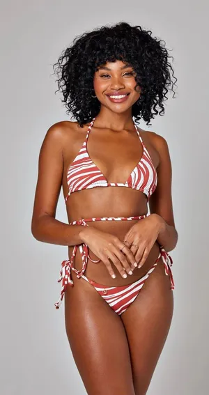 NWOT Axil swim bikini Set Red Zebra Print Medium thumbnail 1