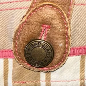 Gap Y2K Reversible Canvas Tote Bag Leather Handles‎ Pink Trim Striped thumbnail 6