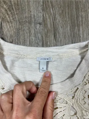J. Crew Cream Crochet-Front Long Sleeve Top thumbnail 2