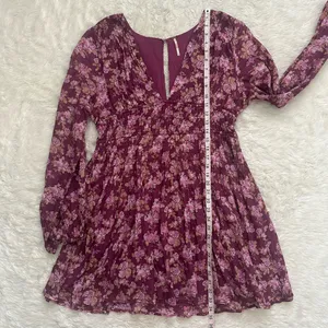 Free People Dress Keep You Mini Long Sleeve Cotton Floral Berry Combo Sz L thumbnail 12