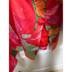 Chicos Womens Red Tropical Floral Satin Kimono Jacket Lined L/XL thumbnail 7
