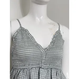 Ocean Drive Women’s Babydoll Top Plaid Halter Coquette Cottagecore Boho Y2K M thumbnail 4
