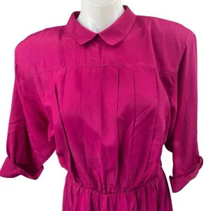 Vintage Nina Piccalino Pink Half Sleeve Pleated Fit & Flare Maxi Dress Size 10 thumbnail 3