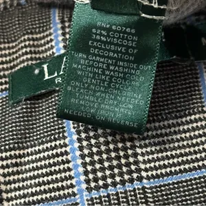 Lauren Ralph Lauren Size M Black Blue Plaid Long Sleeve Pajama Top & Bottom Set thumbnail 9