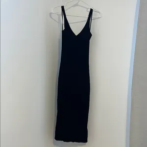 Nwt Abercrombie & Fitch Black Ribbed V-Neck Maxi Slip Dress thumbnail 8