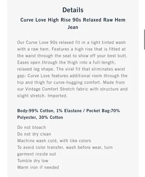 Abercrombie & Fitch Curve Love High Rise 90s Relaxed Raw Hem Jean thumbnail 2