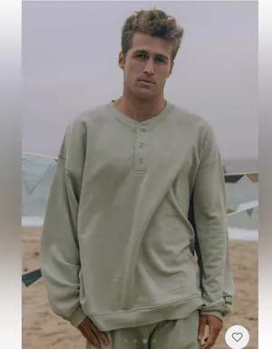 Daily Drills Fleece Henley—Harbor, XS/S. thumbnail 3