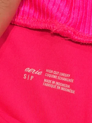 aerie Ribbed High-Rise Bikini Bottoms - Hot Pink thumbnail 3