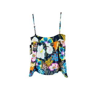 Rachel Roy Rikki Tropical Midnight Combo tiered camisole tank top blouse sz M thumbnail 5