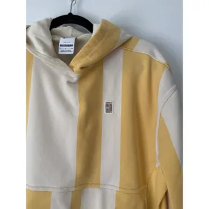 Nike Court Heritage Dri Fit Yellow Striped Tennis Oversized Hoodie Womens Small thumbnail 3