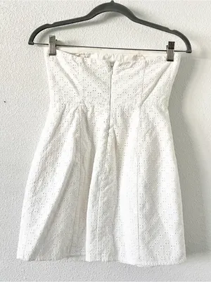 Lovers + Friends White Eyelet Strapless Bridal Bachelorette Mini Dress thumbnail 7