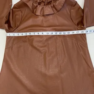 Tuckernuck Brown Coated Ruffle Neck Bow Back Blouse 3/4 Sleeve S thumbnail 8