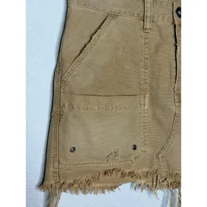 Free People Utility Cargo Mini Skirt Size 27 Brown Distressed Raw Hem thumbnail 4