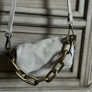 Free People Charlie Chain Crossbody in taupe suede leather thumbnail 6