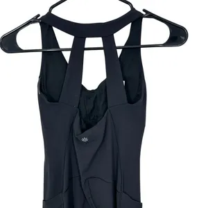 Athleta Transcend Bodysuit Black Yoga‎ Pilates One Piece Strappy Back Pockets XS thumbnail 6