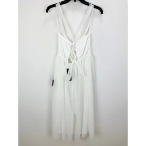 Lulus Twirling For You Ivory Lace-Up Bustier Tulle Midi Dress A Line Large NWT thumbnail 9