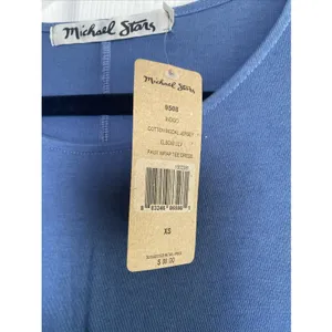 Michael Stars Faux Wrap Tee Dress Womens Size XS Indigo Blue Cotton Jersey NEW thumbnail 4