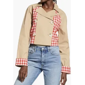 Anthropologie English Gingham Cropped Jacket(Size Medium) thumbnail 2