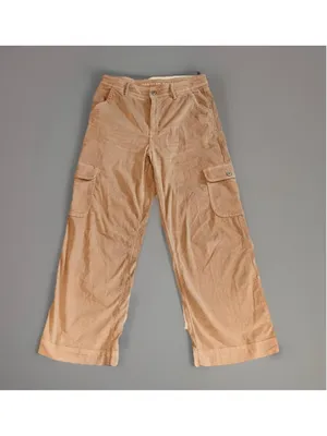 Womens American Eagle Tan Corduroy Wide Leg Cargo Pants 10 thumbnail 2
