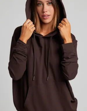 NWT COMFRT. All Day Jersey Hoodie Espresso brown SIZE MED thumbnail 1