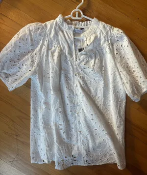 Pretty Garden White Blouse Ruffle Sleeve thumbnail 1