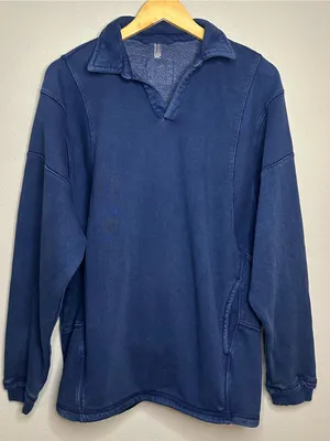FP Movement Free People Work It Out Pullover Dark Blue Polo Oversized thumbnail 3