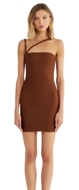 Rumer Penelope Mini Dress Small NWT Brown Ribbed Bodycon REVOLVE thumbnail 1