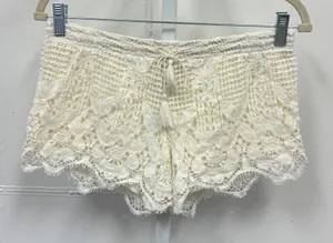 Express Crochet Lace Boho Tassel Shorts XS Off White Cream Coastal Festival thumbnail 1