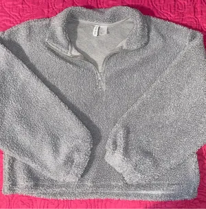 H&M Divided Grey Sherpa Quarter-Zip Pullover thumbnail 1