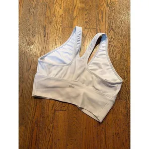 Alo Yoga Women's Wild Thing Bra in a white shade a distinctive ruched women's L thumbnail 2