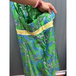 Lilly Pulitzer Green Floral 100% Silk Halter Dress Size 8 Tropical V-Neck Lined thumbnail 4