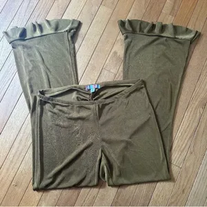 Urban Outfitters Flare Ruffle Leg Pants Ruched Back Detail Womens Large thumbnail 6