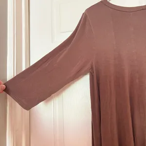 MOA USA Women’s Brown Solid Scoop Neck 3/4 Sleeve MIDI Dress Size 12 thumbnail 7