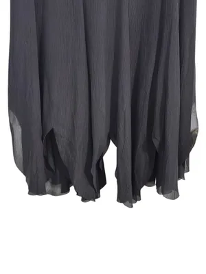 Express Black Silk Maxi Skirt Size S Flowy Handkerchief Hem Boho Elegant thumbnail 3