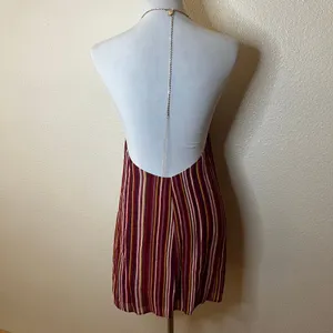 Reformation Bibi Halter Mini Shift Dress Rio Stripe NEW chain necklace WOMENS 4 thumbnail 3