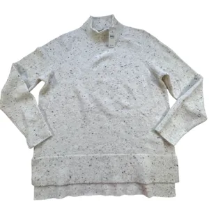 LOFT Mock Neck Flecked Confetti Sweater Womens Large Cream Cozy Pullover NWT thumbnail 11