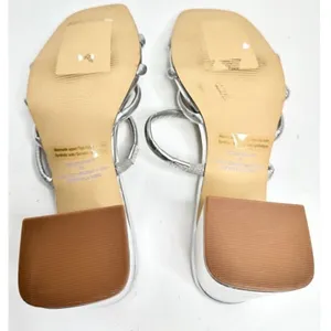 Nordstrom Rack Silver Metallic Strappy Square Toe Block Heel Sandals‎ Size 6 thumbnail 7
