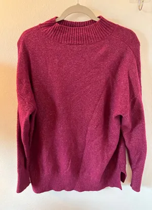 LOFT‎ Outlet Womens Magenta Pink Marl Mock Neck Pullover Sweater Large 794372 thumbnail 1