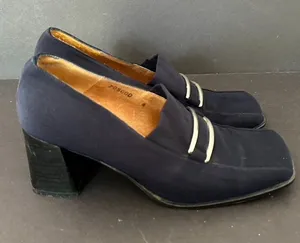 Scada Vintage Made in Spain Loafer Black Heels Size 6 thumbnail 1